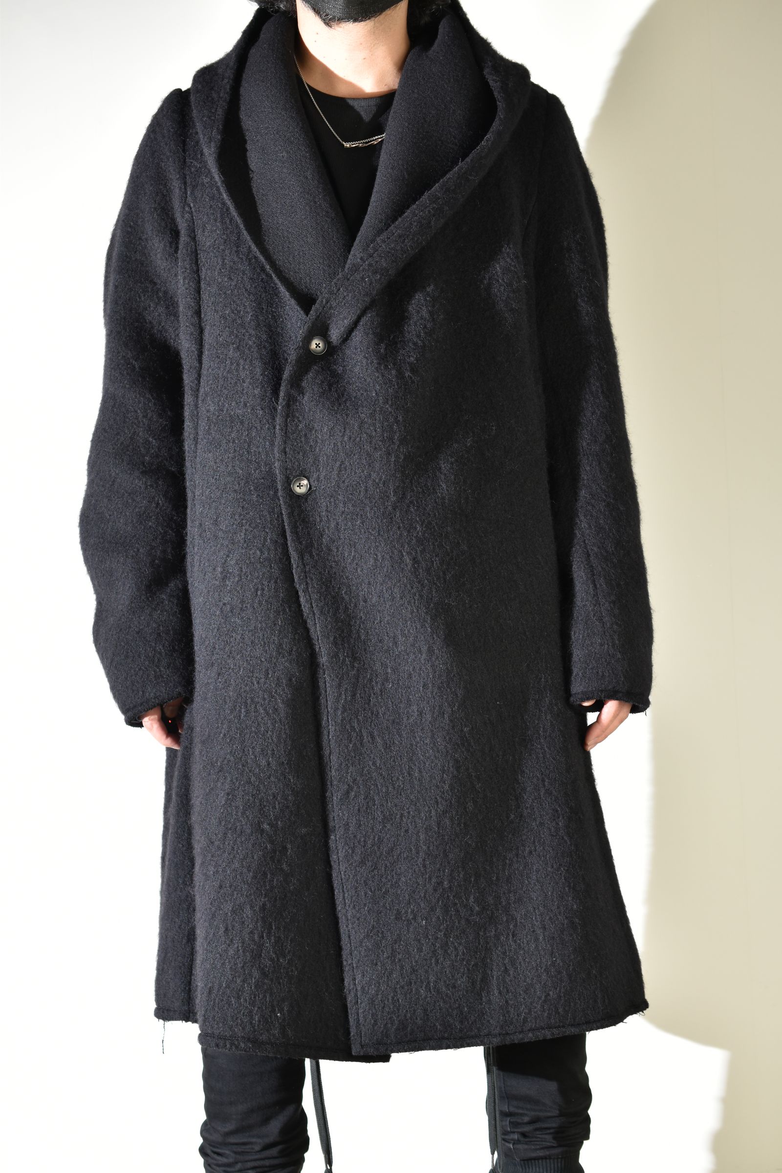 Shawl Collar Hoodie Coat "Black" / ショールカラーフーディコート"ブラック"