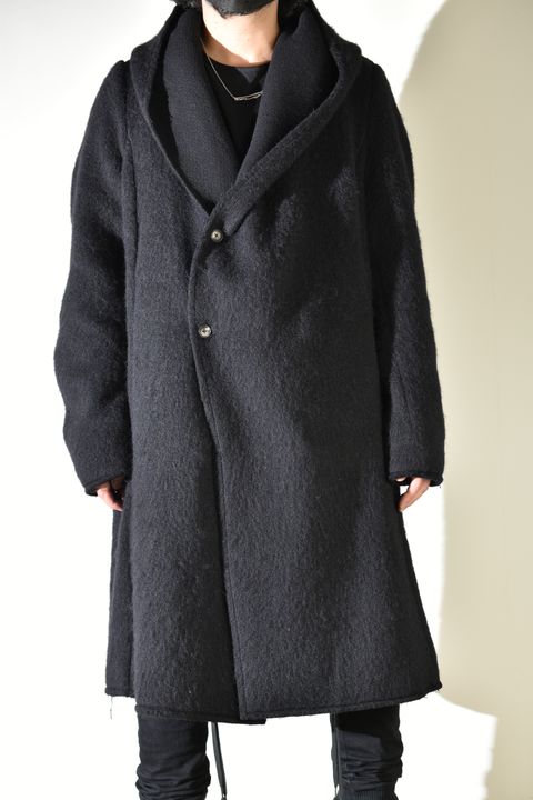 Shawl Collar Hoodie Coat "Black" / ショールカラーフーディコート"ブラック"
