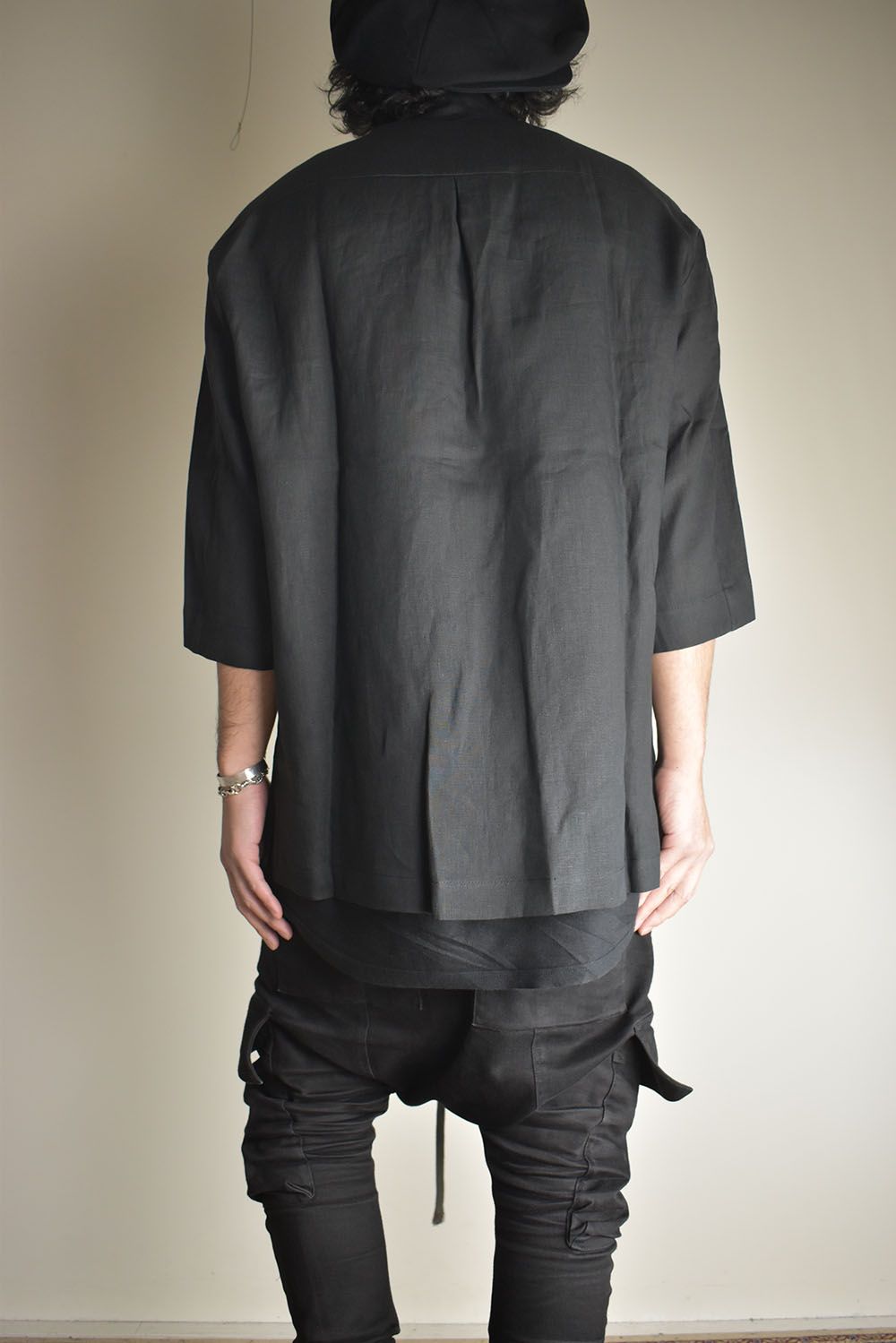 Elbow Length Band Collar Shirts"Lamp Black" / エルボーレングスバンドカラーシャツ"ランプブラック"