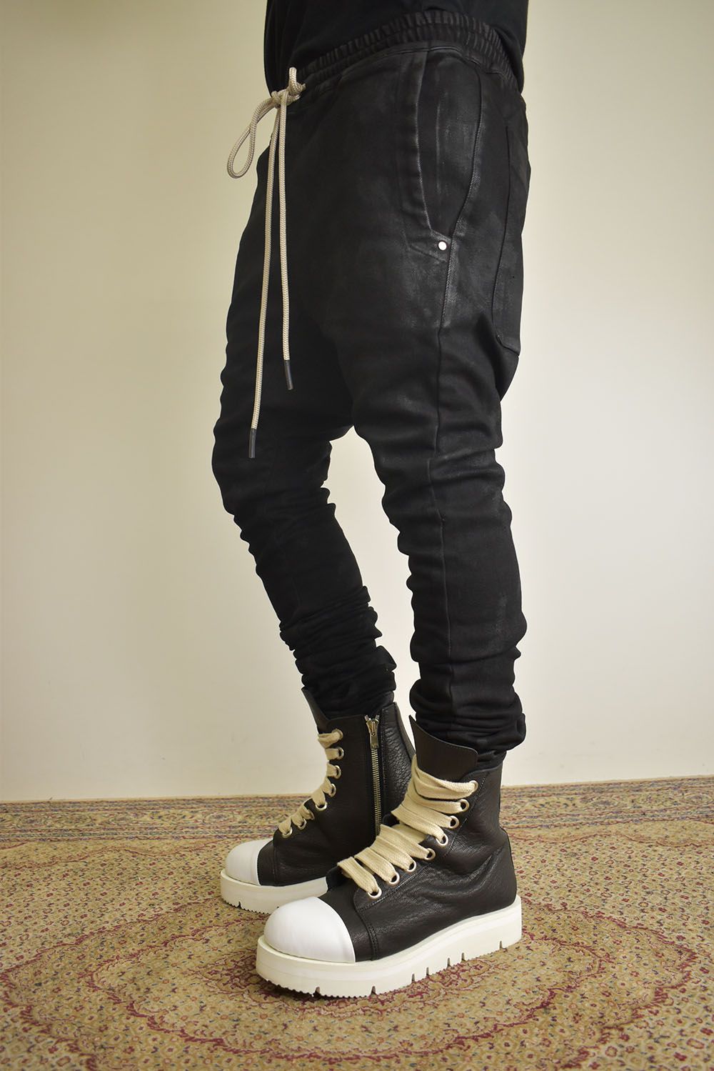 Coating Bonding  Sarouel Skinny Denim"Black" / コーティングボンディングサルエルスキニーデニム"ブラック"