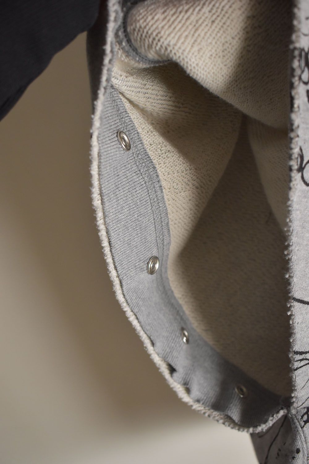 Sweat Oversize Print Zip Up Hoodie"Grey" / スウェットオーバーサイズプリントジップアップパーカ"グレー"