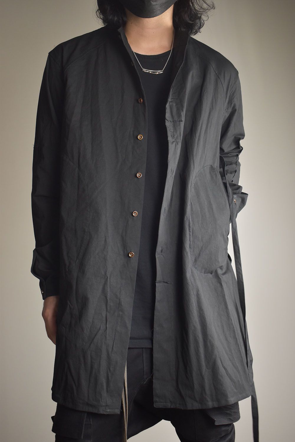 Strings Raw Edge Over Shirts"Black" / ストリングスローエッジオーバーシャツ"ブラック"