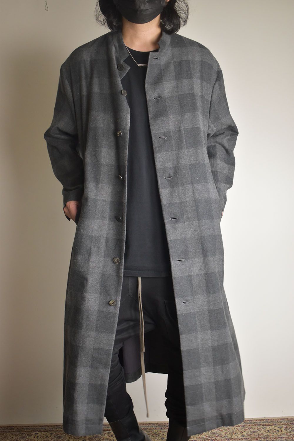 Mao Collar Long Coat"Grey" / マオカラーロングコート"グレー"