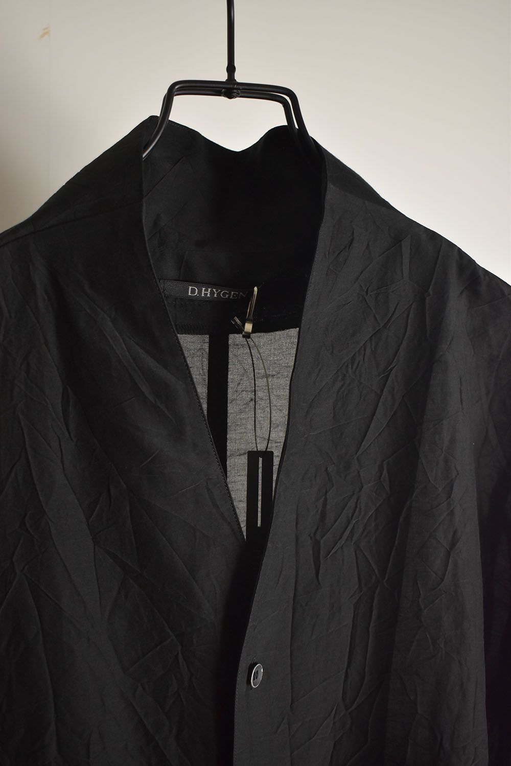 Silk Cotton Washer Shawl Collar Shirt"Black" / シルクコットンワッシャーショールカラーシャツ"ブラック"