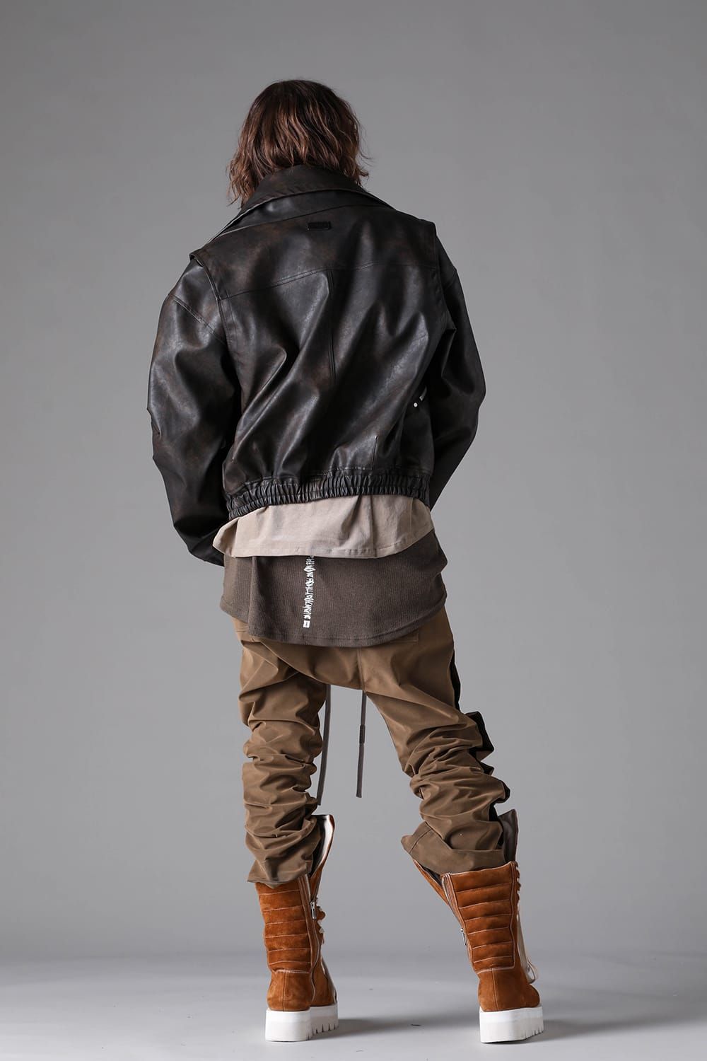 《2026AW先行予約》Vegan Leather High Neck Blouson "Black / Brown " / ヴィーガンレザーハイネックブルゾン"ブラック/ブラウン"