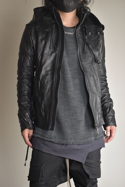 Horse Leather Hood Attachd Jacket "Black" / ホースレザーフードアタッチドジャケット"ブラック"