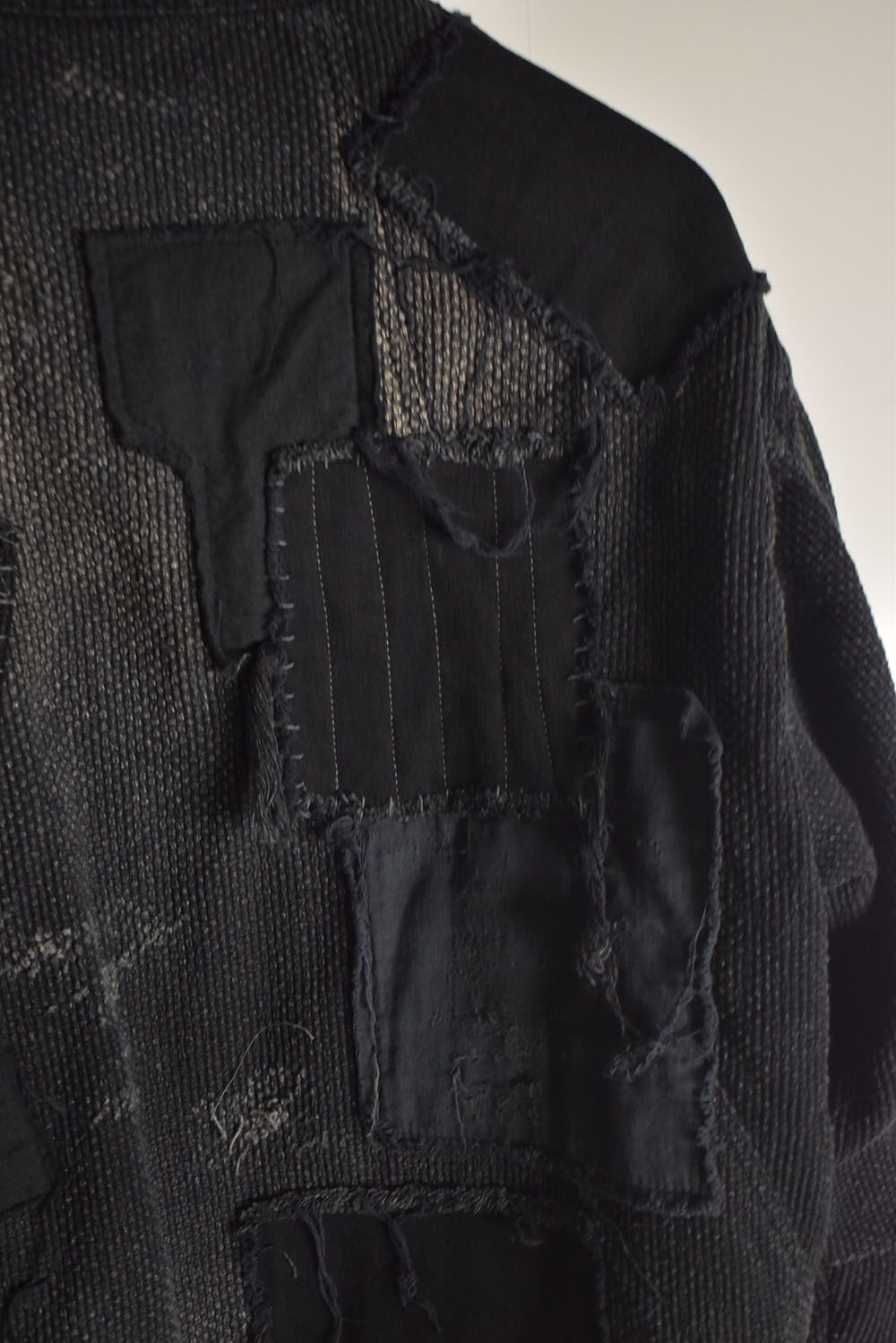 Crust Damage Repair Sashiko Jacquard Jacket "Black" / クラストダメージリペア刺子ジャガードジャケット"ブラック"