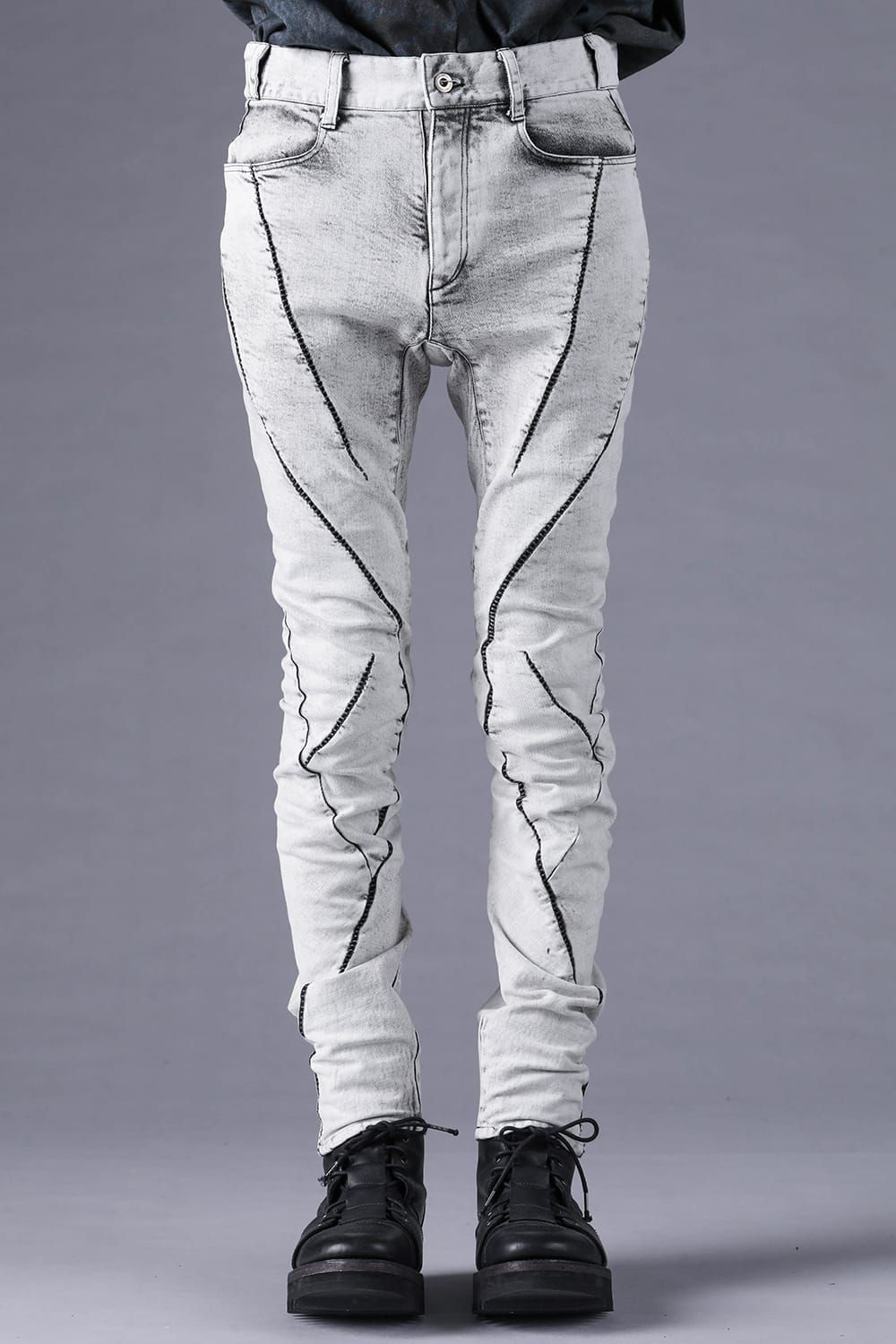 《2027SS先行予約分》Stretch Denim Overlock Twist Curve Pants"White" / ストレッチデニムオーバーロックツイストカーブパンツ"ホワイト"