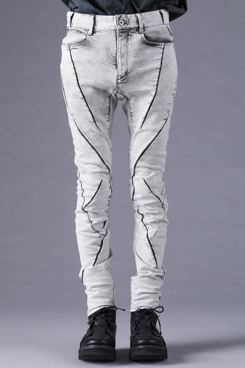 《2027SS先行予約分》Stretch Denim Overlock Twist Curve Pants"White" / ストレッチデニムオーバーロックツイストカーブパンツ"ホワイト"