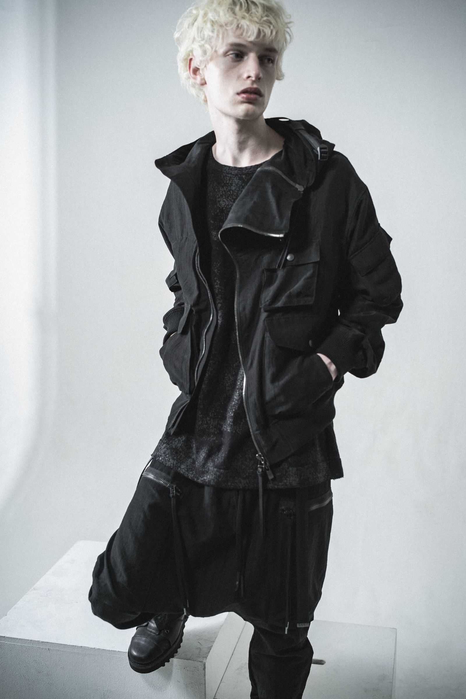 《2027SS先行予約分》Scar Stripe Jacquard Hooded Blouson"Black" / スカーストライプジャガードフードブルゾン"ブラック"
