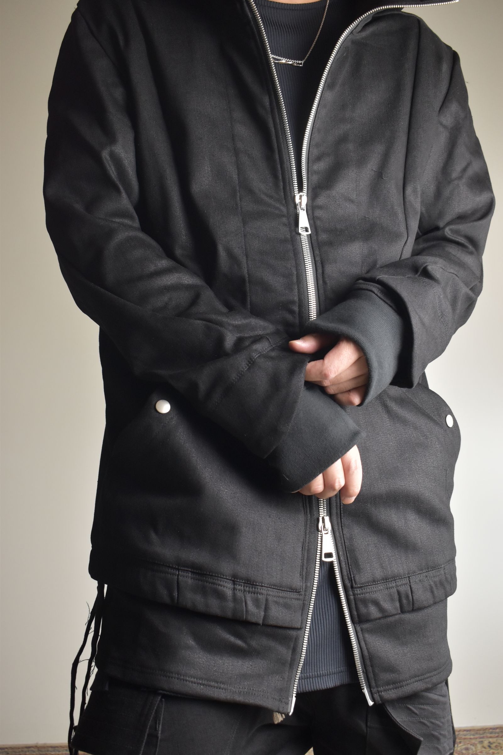 Bonding  Hoodie Denim Blouson"Black" / ボンディングフーデッドデニムブルゾン"ブラック"