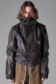 《2026AW先行予約》Vegan Leather High Neck Blouson "Black / Brown " / ヴィーガンレザーハイネックブルゾン"ブラック/ブラウン"