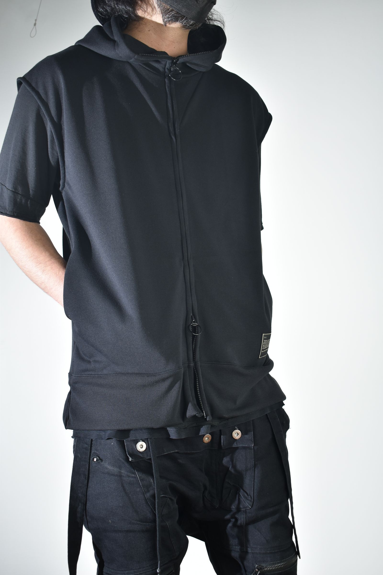 No Sleeve Zip Hoodie"Black" / ノースリーブジップフーディ"ブラック"