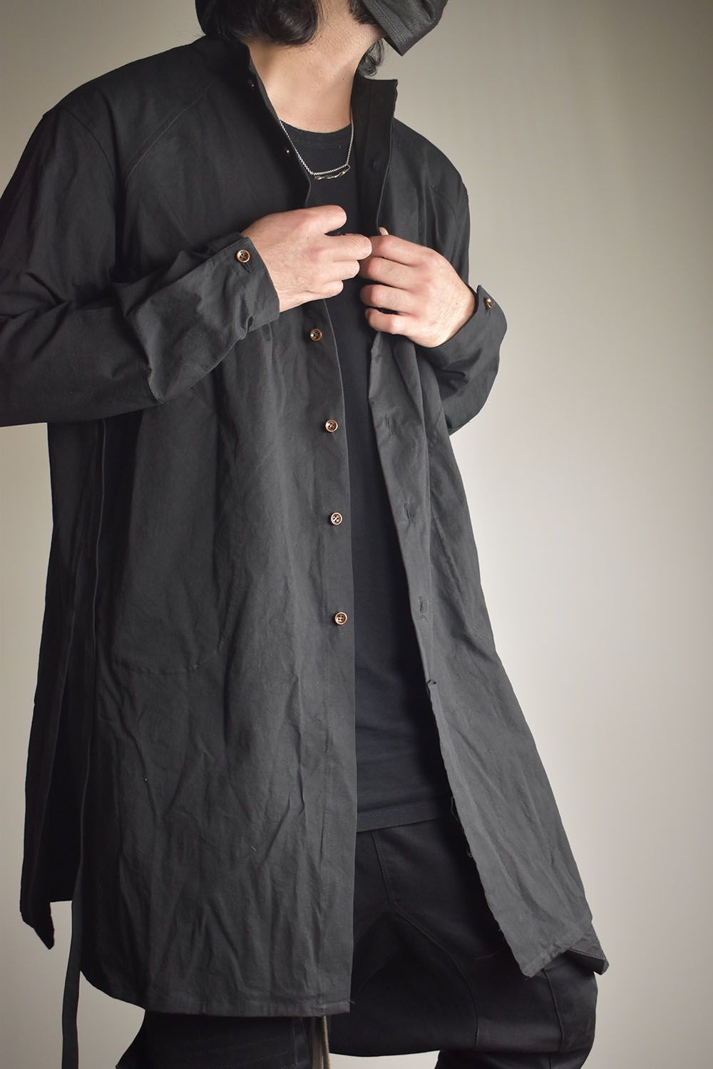 Strings Raw Edge Over Shirts"Black" / ストリングスローエッジオーバーシャツ"ブラック"