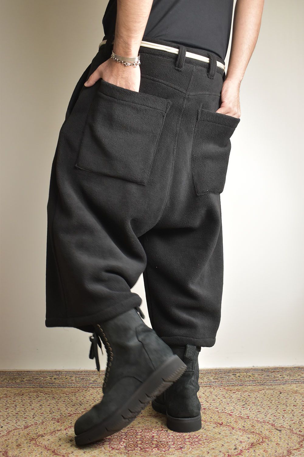 Fleece Over Cropped Pants"Black"/フリースオーバークロップドパンツ"ブラック"