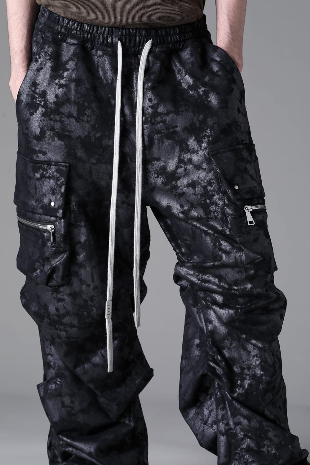 《2026AW先行予約》Sweat Cargo Tuck Wide Pants"Black / L.Grey" / スウェットカーゴタックワイドパンツ"ブラック/ライトグレー"