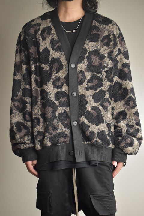 Large Leopard Fleece Cardigan "Dark Leopard" / ラージレオパードフリースカーディガン"ダークレオパード"