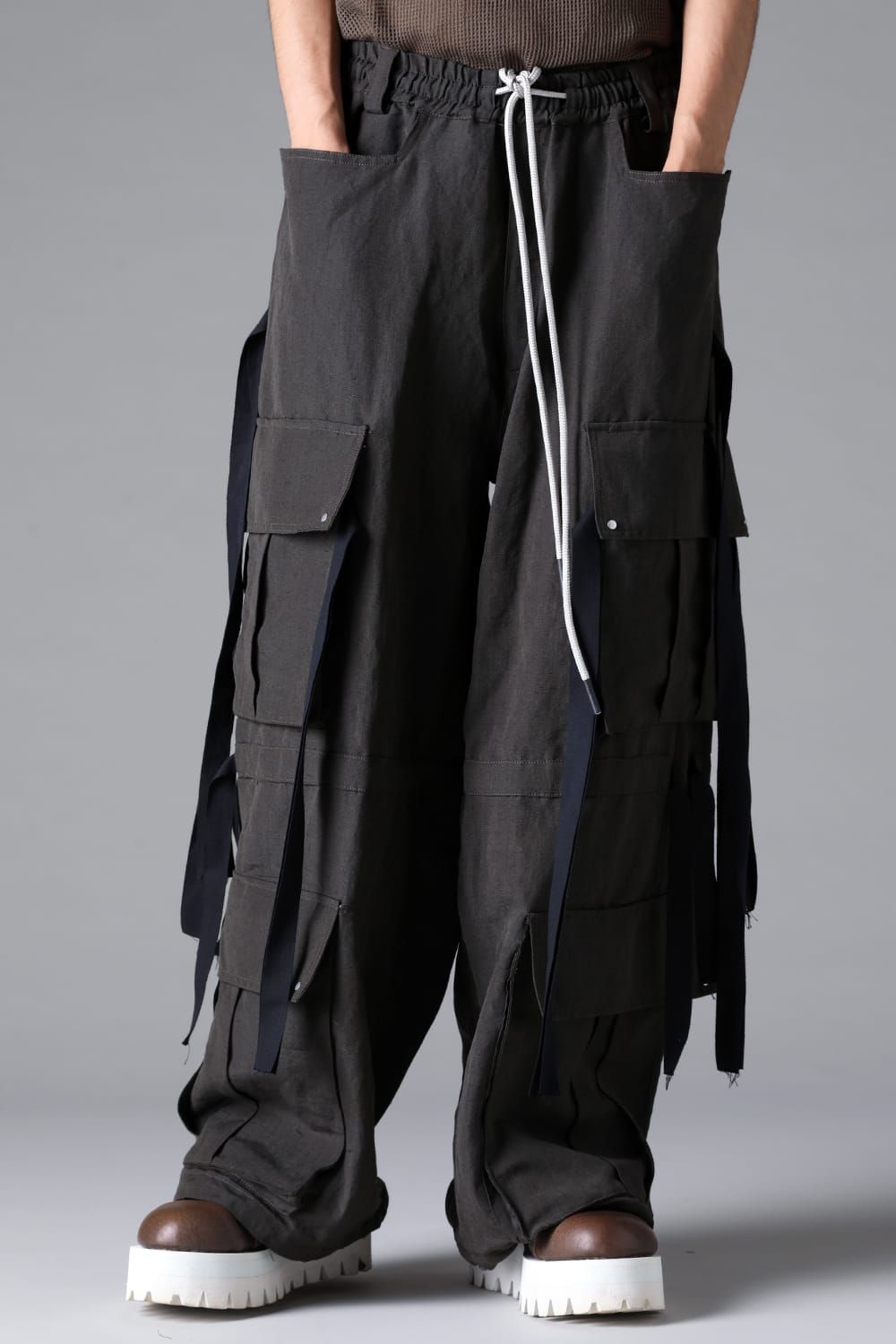 《2026SS先行予約》Cargo Wide With Hangingstraps Pants"Black / Stone /Khaki /D.Grey / ST×GY" / カーゴワイドウィズハンギングストラップパンツ"ブラック/ストーン/カーキ/ダークグレー/ストライプ×ダークグレー"