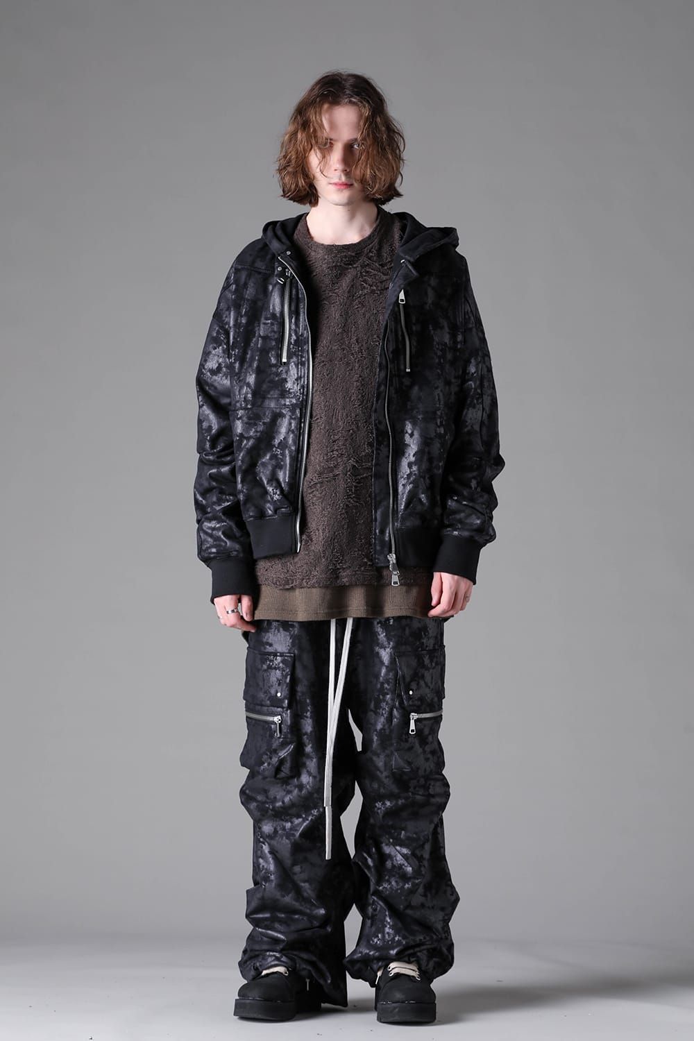 《2026AW先行予約》Sweat Cargo Tuck Wide Pants"Black / L.Grey" / スウェットカーゴタックワイドパンツ"ブラック/ライトグレー"