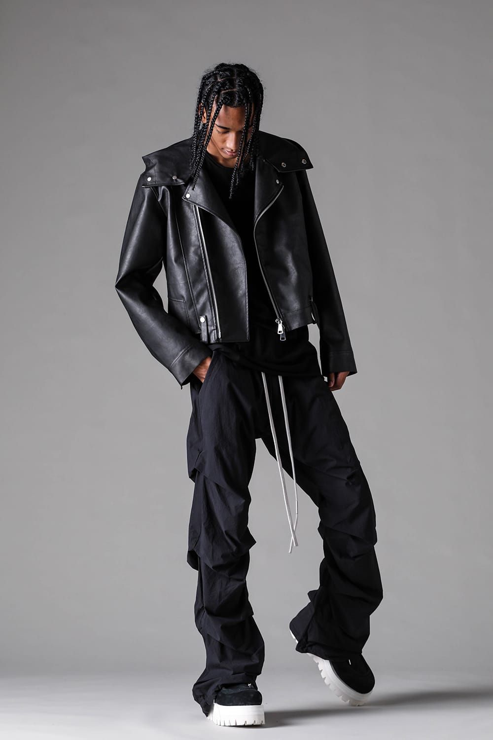《2027SS先行予約》Tuck Baggy Patns "Black / L.Grey" / タックバギーパンツ"ブラック/ライトグレー"
