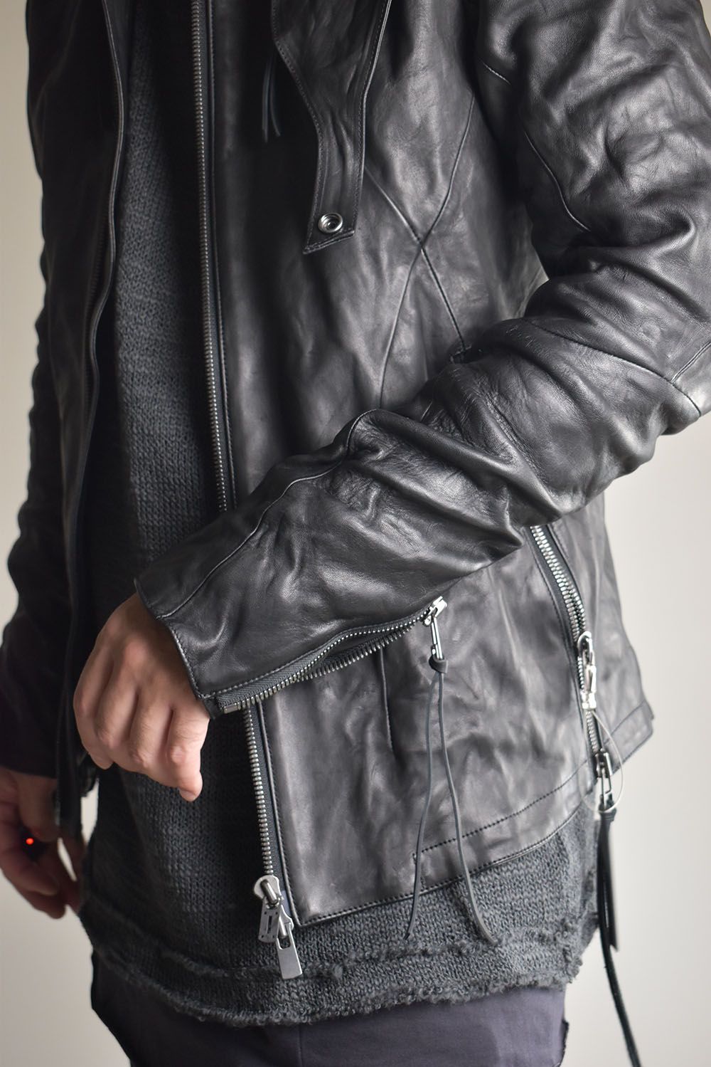 Horse Leather Hood Attachd Jacket "Black" / ホースレザーフードアタッチドジャケット"ブラック"