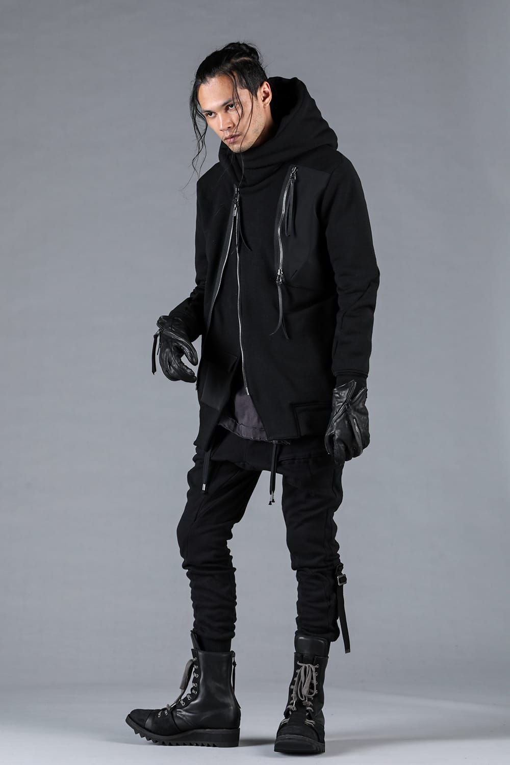 Non-ply Yarn Lined Belt Adjustable Crotch Jog Pants "Black" / 無撚糸裏毛ベルトアジャストロークロッチジョグパンツ"ブラック"