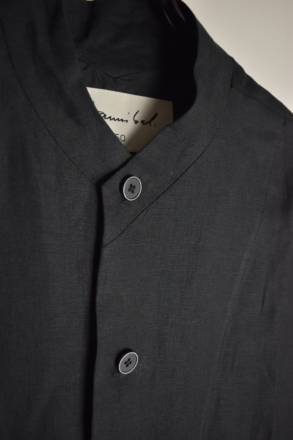 Elbow Length Band Collar Shirts"Lamp Black" / エルボーレングスバンドカラーシャツ"ランプブラック"