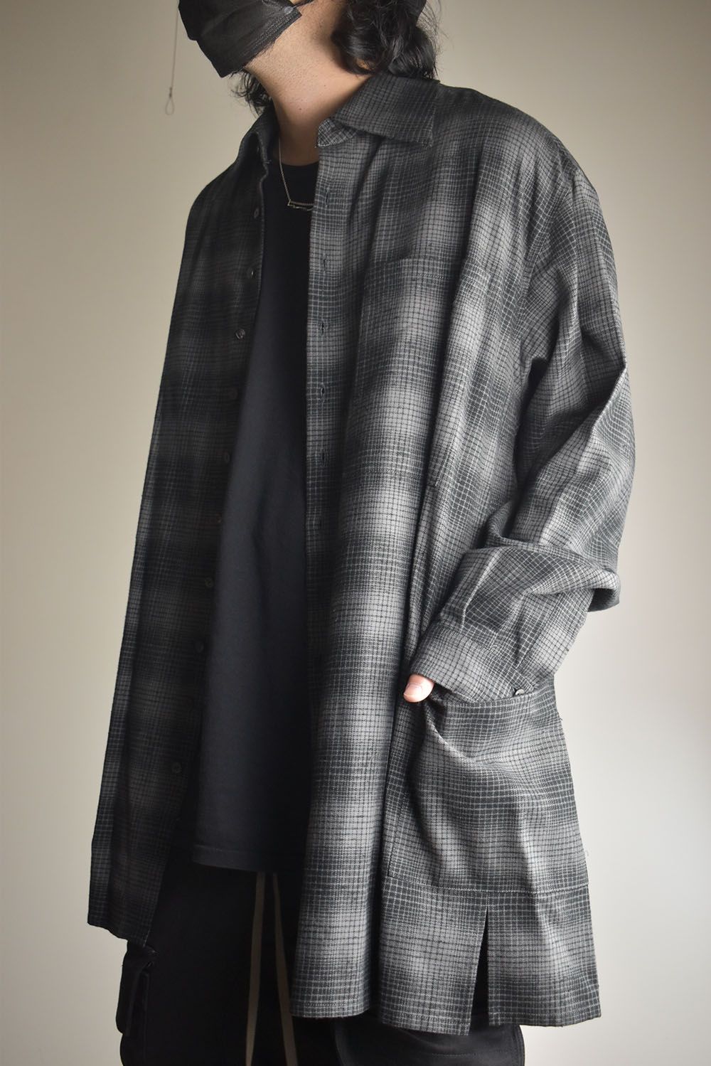 Over Sized Check Shirts"Grey" / オーバーサイズドチェックシャツ"グレー"