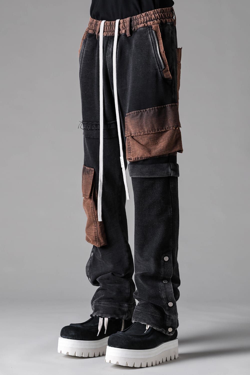 《2027SS先行予約》Vintage Cargo Flare Long Pants "Black × Brown / Grey × L.Grey / Ivory" / ヴィンテージカーゴフレアロングパンツ"ブラック×ブラウン / グレー×ライトグレー / アイボリー"