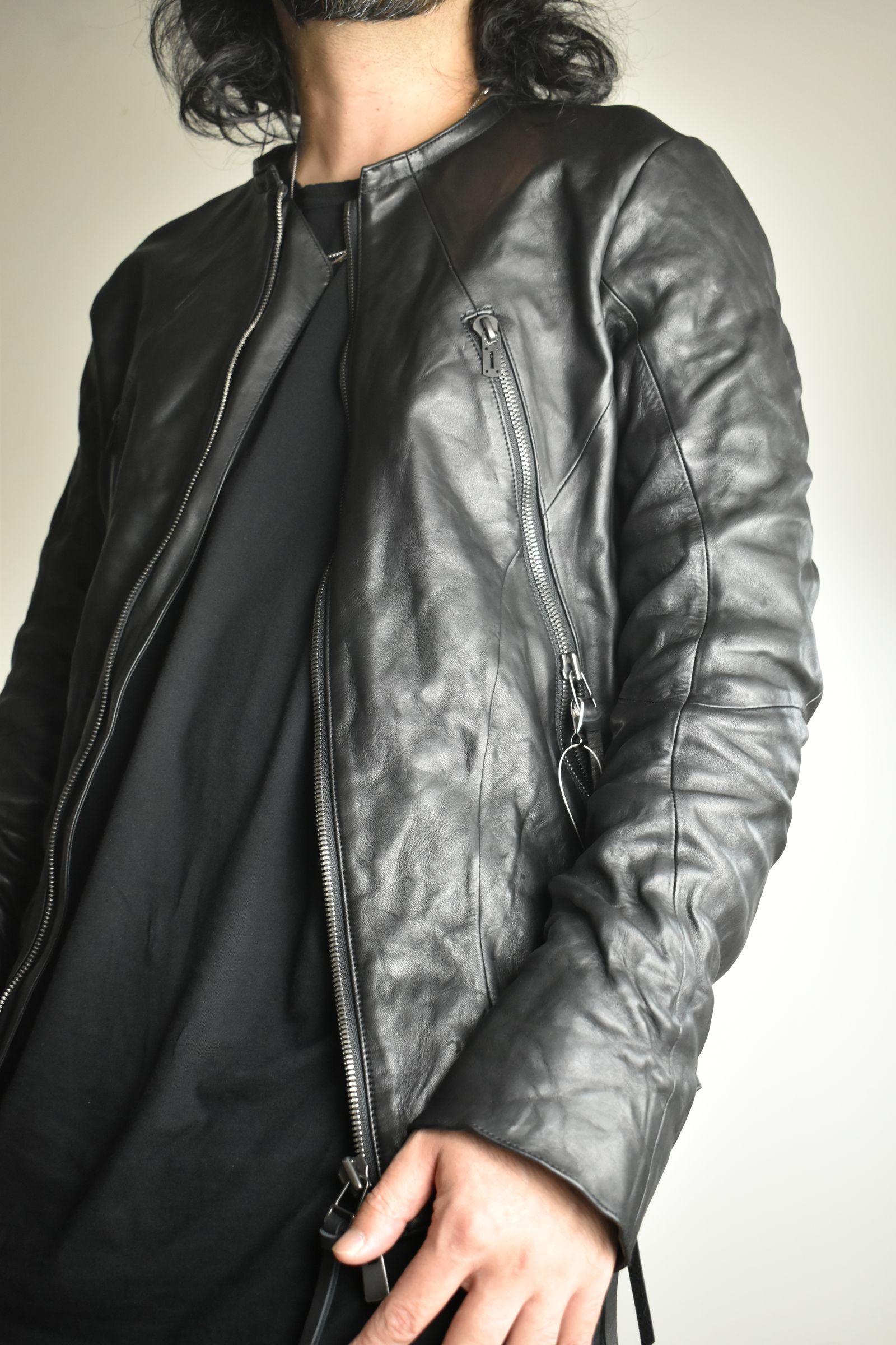 Horse Leather Collar Detachable Jacket"Black" / ホースレザーカラーデタッチャブルジャケット"ブラック"