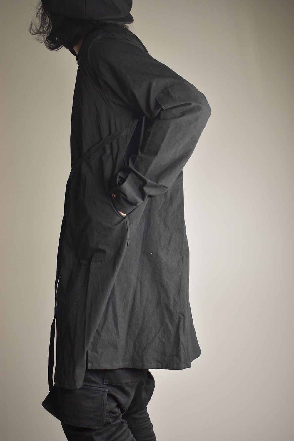 Strings Raw Edge Over Shirts"Black" / ストリングスローエッジオーバーシャツ"ブラック"