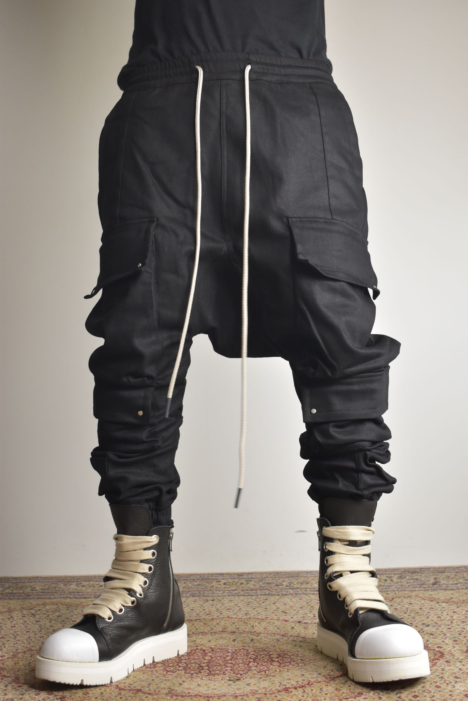 Bonding Sarouel Cargo Jogger Denim"Black" / ボンディングサルエルカーゴジョガーデニム"ブラック"