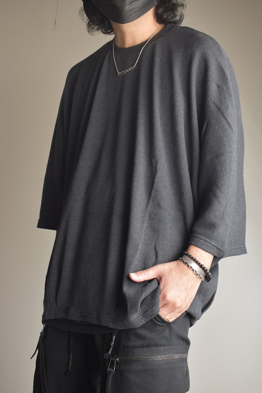 Waffle Dolman Tee"Charcoal" / ワッフルドルマンTee"チャコール"