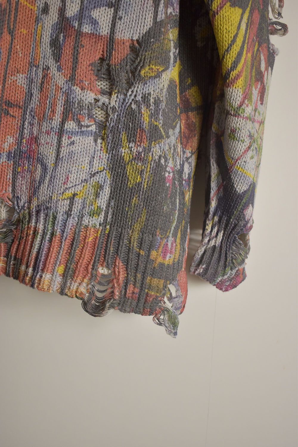 Inkjet Print Cotton 3GG Damaged Knit PulloVer"Color Print" / インクジェットプリント コットン 3GG ダメージニットプルオーバー "カラープリント"