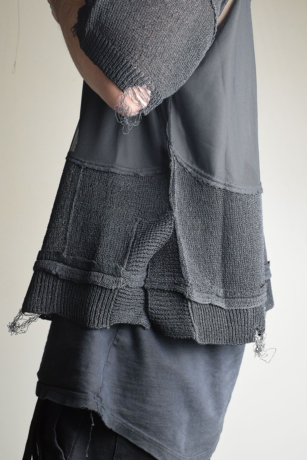 Dock Reverse Knit Tee"Black" / ドッキングリバースニットTee"Black"