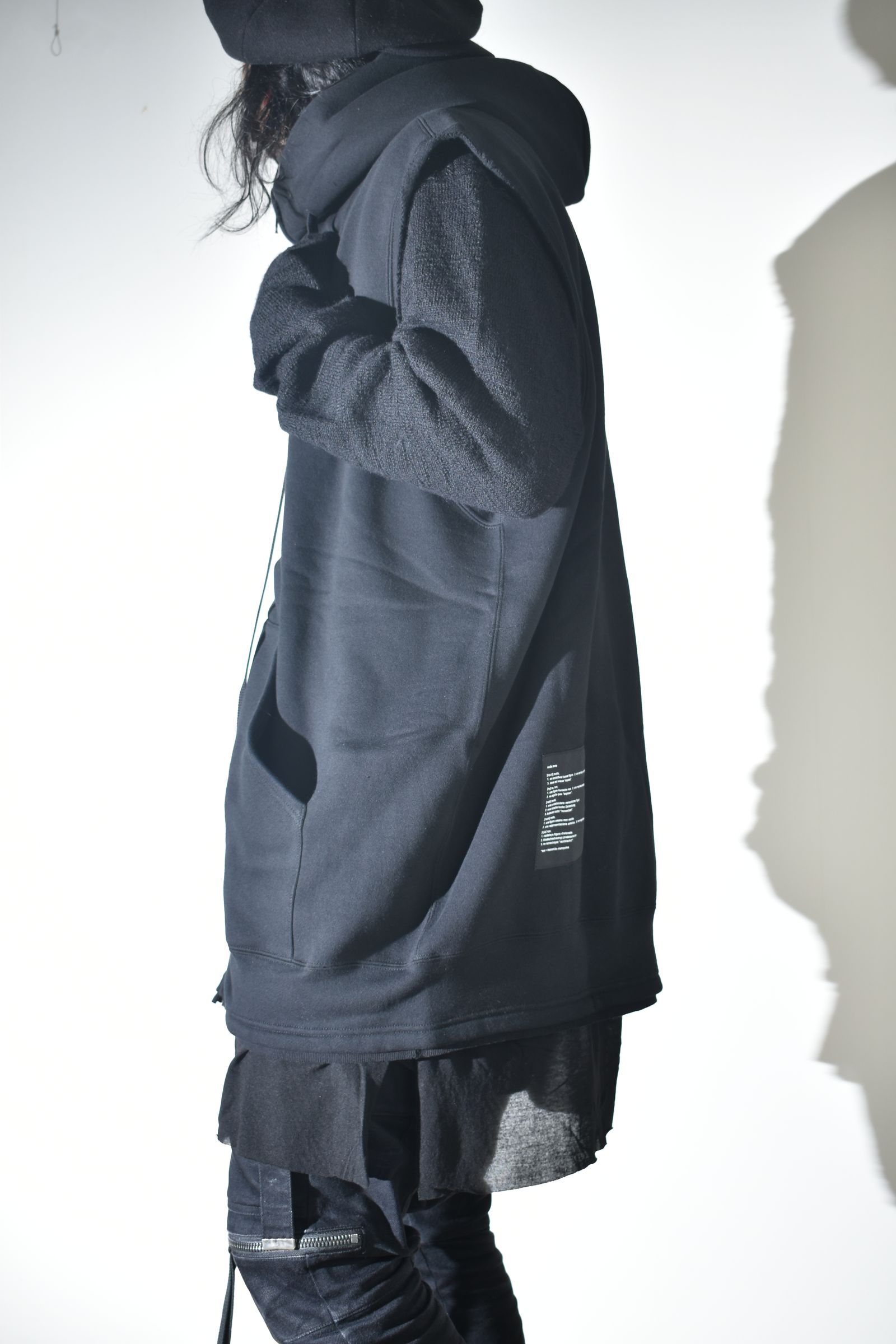 Over Size Sleeve Less Zip Up Parker"Black" / オーバーサイズスリーブレスジップアップパーカー"ブラック"