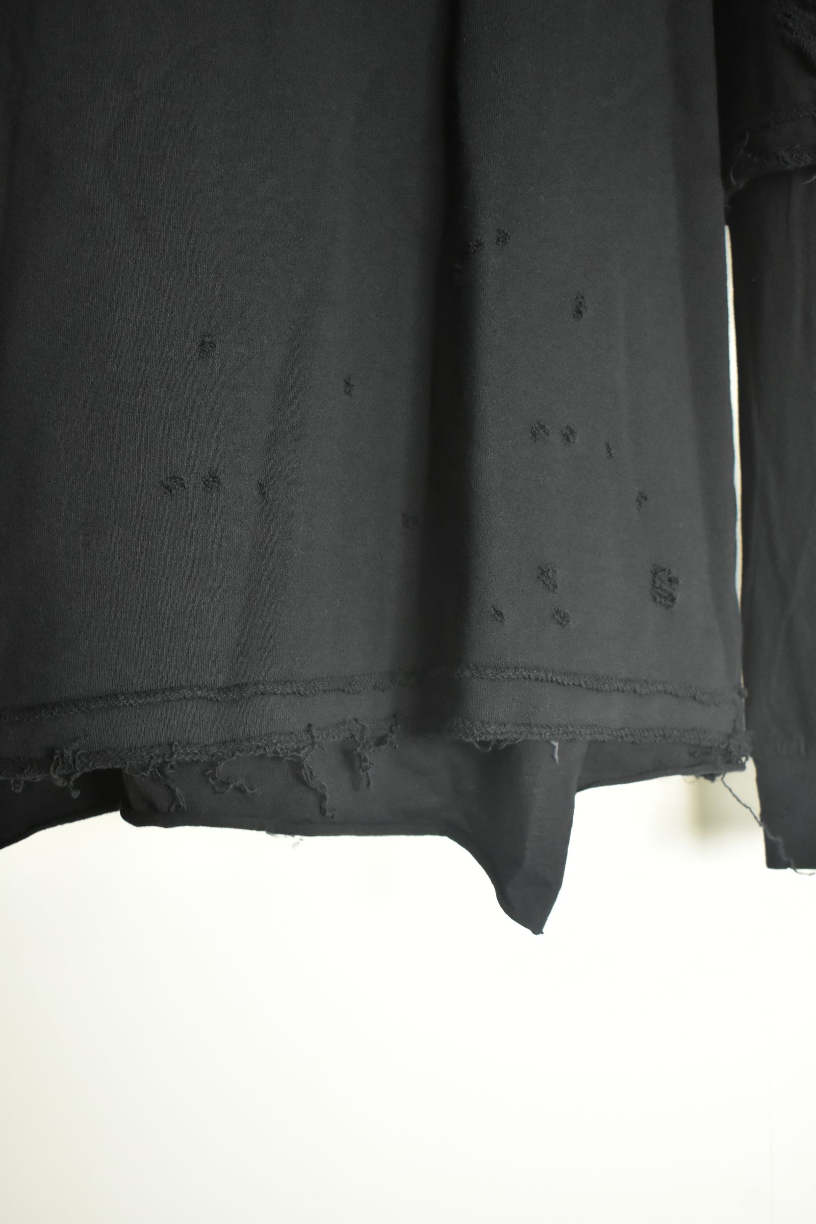 Sweat Shotgun Damage Layered Tee"Black" / 裏毛ショットガンダメージレイヤードTee"ブラック"