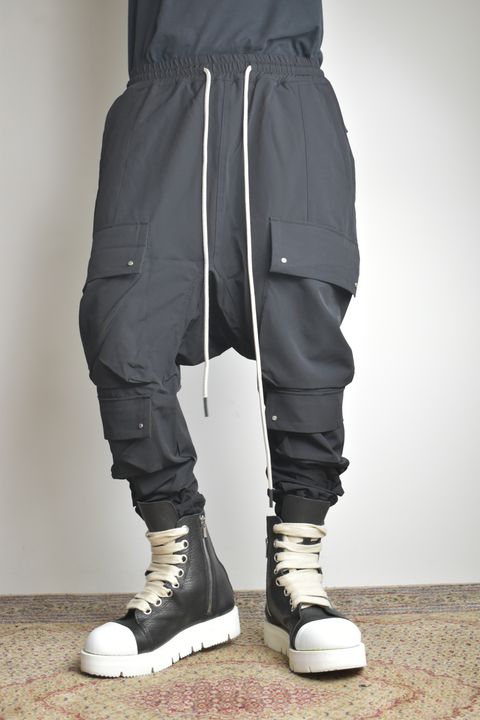 Stretch Nylon Military Sarouel Pants"Black" / ストレッチナイロンミリタリーサルエルパンツ"ブラック"