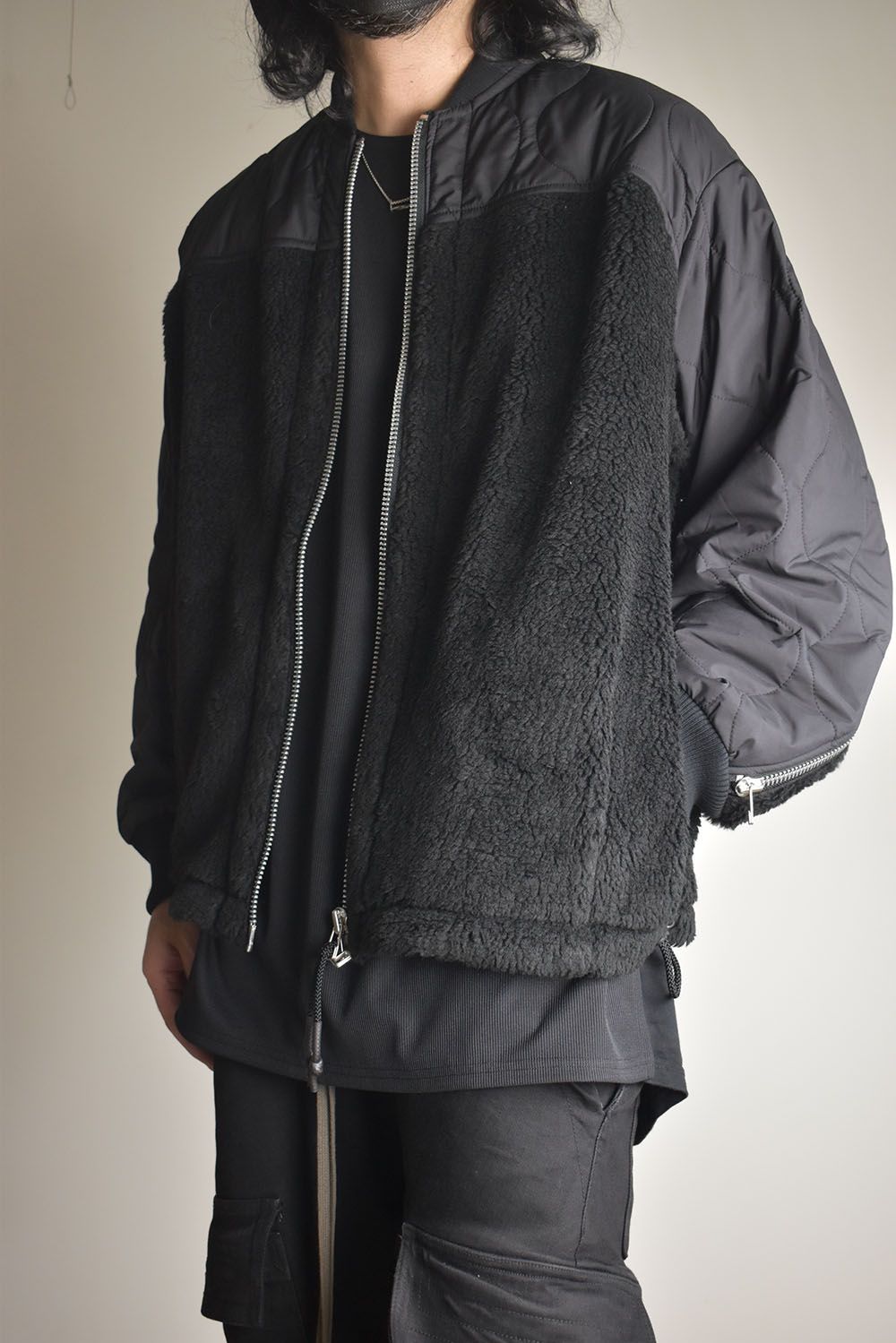 Combination Zip Boa Jersey"Black" / コンビネーションジップボアジャージー"ブラック"