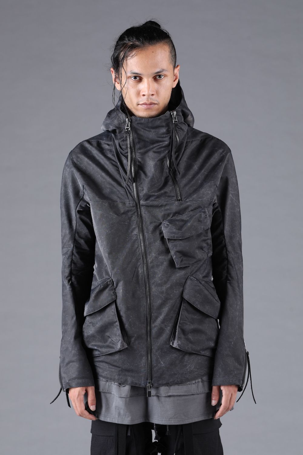 Pigment Coated Washer Nylon Hooded Jacket"Black" / 顔料コーティングワッシャーナイロンフーデットジャケット"ブラック"