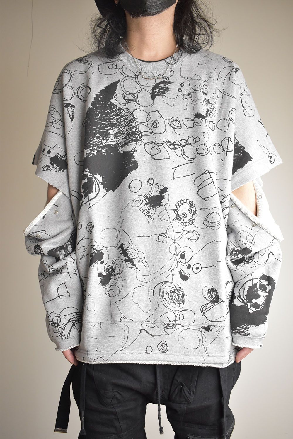 Sweat Oversize Print Pullover"Grey" / スウェットオーバープリントプルオーバー"グレー"