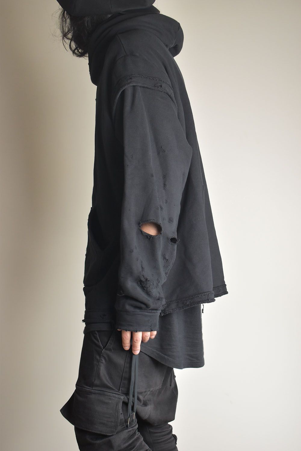 Untwisted Sweat Oversized Pullover Hoodie "Black" / 無撚糸裏毛オーバーサイズプルオーバーフーディー"ブラック"