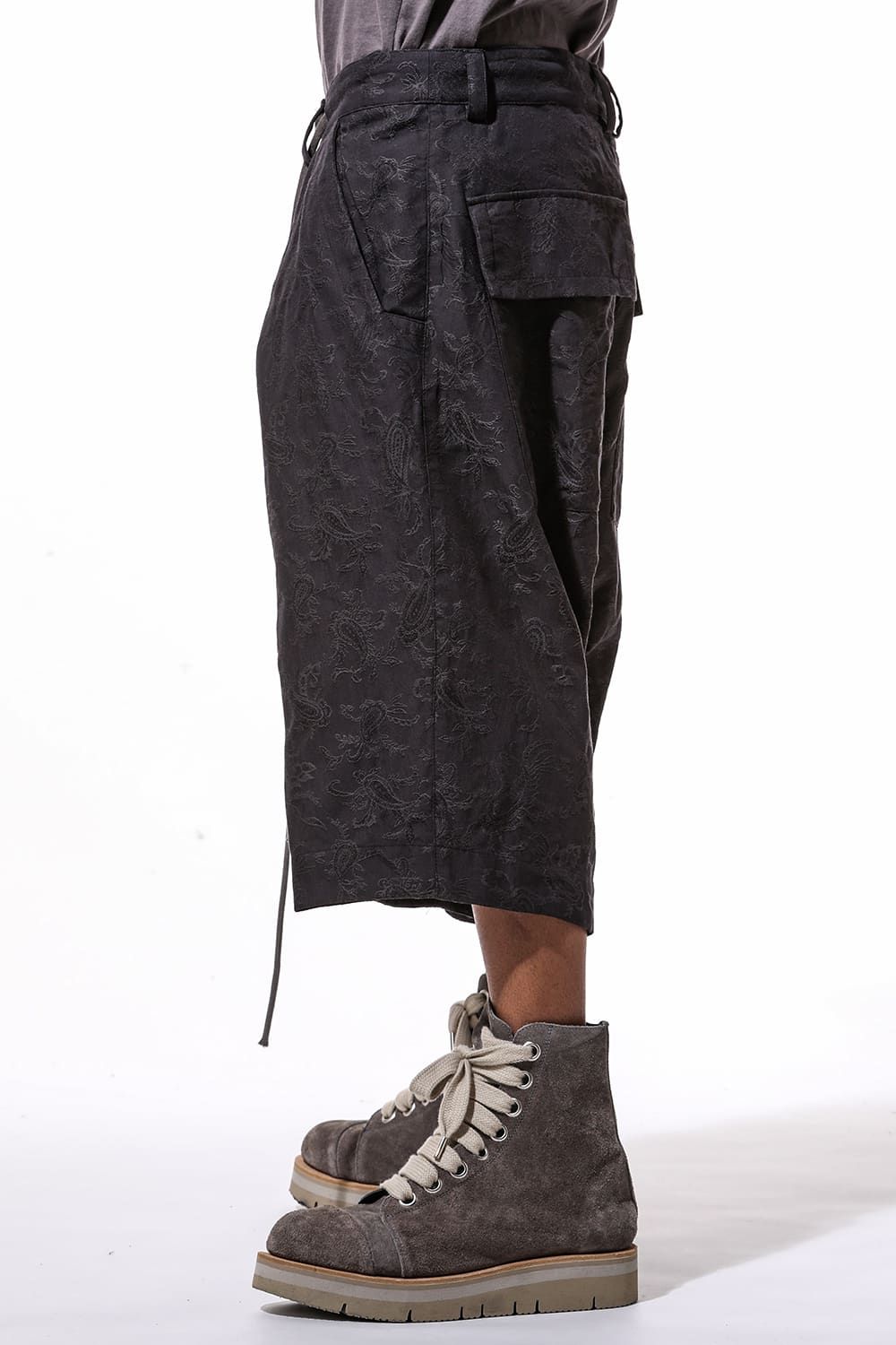 Paisley Front Zip Tuck Shorts"Black"/ペイズリーフロントジップタックパンツ"ブラック"