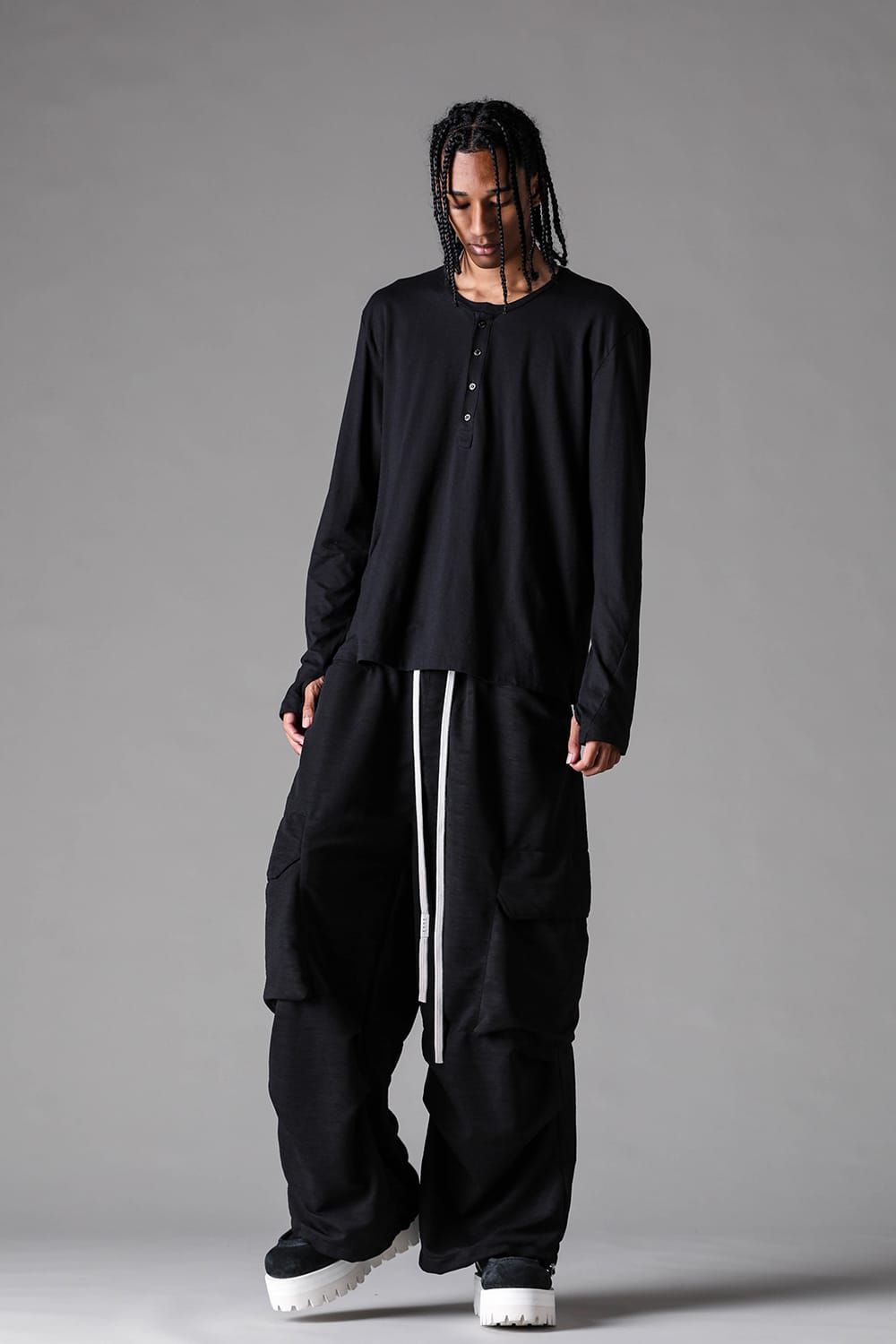 《2027SS先行予約》Henley Neck Long Sleeve "Black / Ivory / Greige / Ice Blue / Pale Shell" / ヘンリーネックロングスリーブ"ブラック/アイボリー/グレージュ/アイスブルー/ペイルシェル"