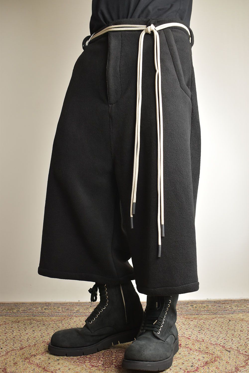 Fleece Over Cropped Pants"Black"/フリースオーバークロップドパンツ"ブラック"