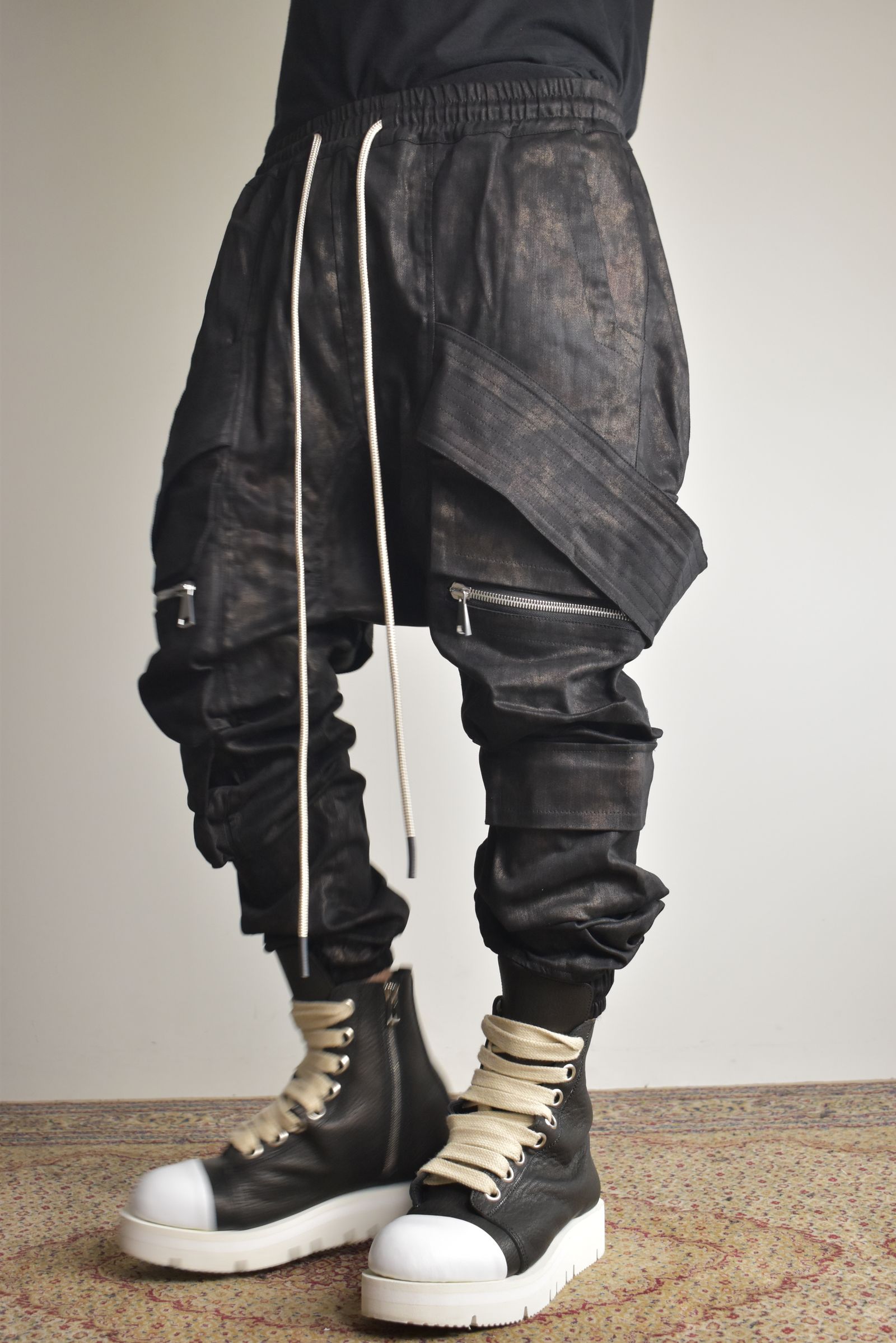 Metal Steam Camouflage Belt Cargo Jogger"Black × Brown" / メタルスチームカモフラージュ ベルトカーゴジョガー"ブラック×ブラウン"