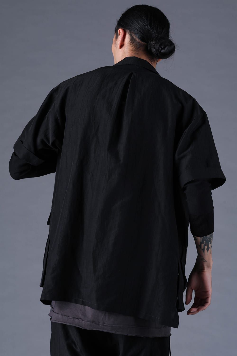 《2027SS先行予約分》Scar Stripe Jacquard Tailored S/S Shirt"Black" / スカーストライプジャガードテーラードショートスリーブシャツ"ブラック"