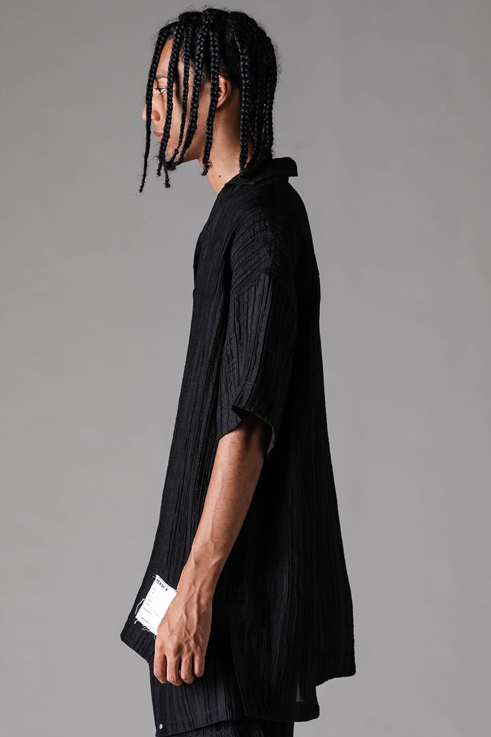 《2027SS先行予約》Ripple Sheer Half Sleeve Shirts "Black" / リップルシアーハーフスリーブシャツ"ブラック"