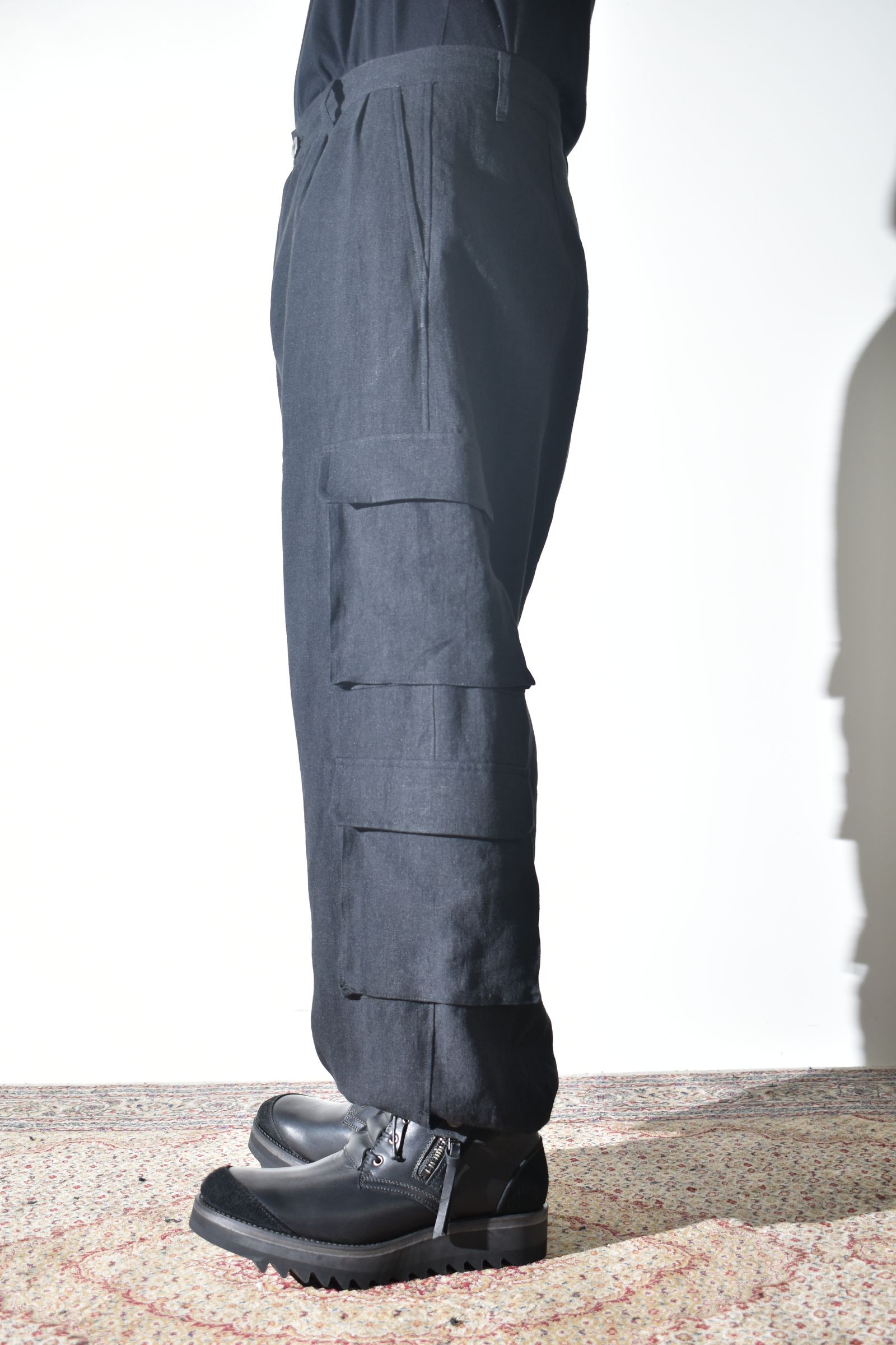 Linen Cargo Pants "Black" / リネンカーゴパンツ"ブラック"