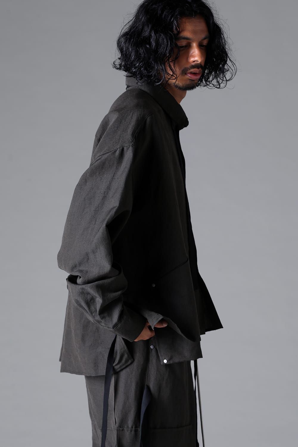 《2026SS先行予約》Wide Short Shirts"Black / Stone /Khaki /D.Grey / ST×GY" / ワイドショートシャツ"ブラック/ストーン/カーキ/ダークグレー/ストライプ×ダークグレー"